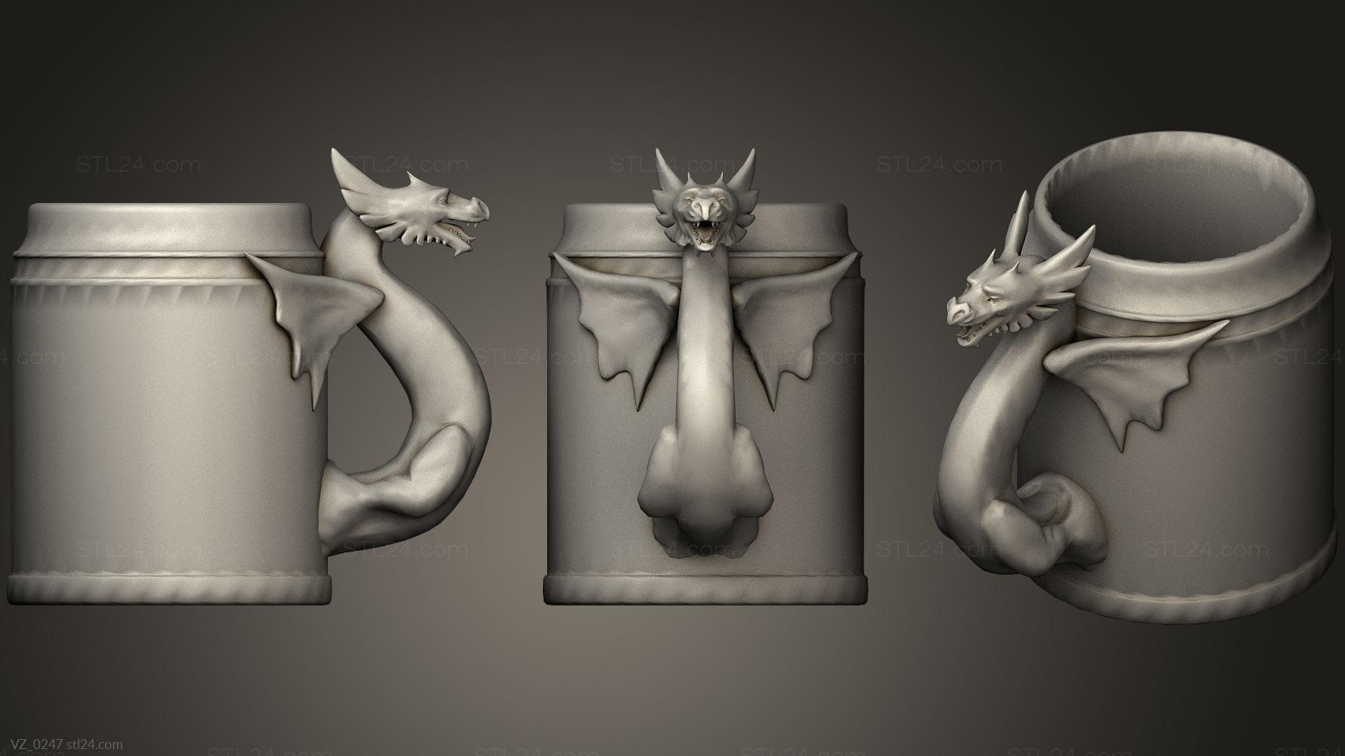 Вазы (Кружка с драконом, VZ_0247) 3D модель для ЧПУ станка